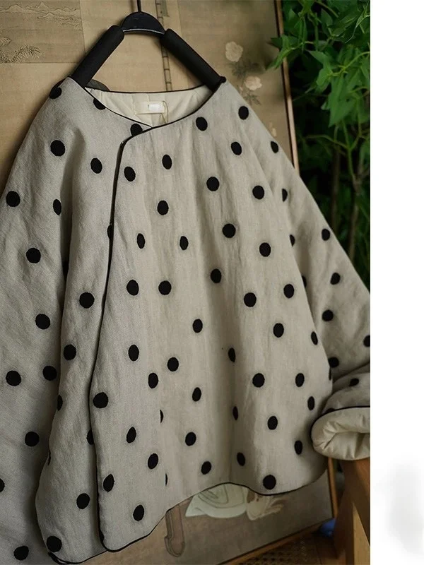 

Художественный ор Хлопок Jaet Свободный крой Льняной хлопок с принтом Ретро Sle Китайская новая зимняя коллекция Ele Lady Commute Design