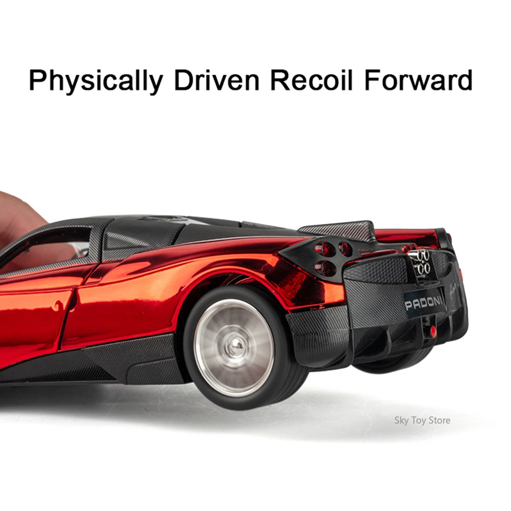 1:24 باجاني هوايرا دينستيا BC ألعاب مصغرة سيارة سبيكة دييكاست نموذج ضوء الصوت التراجع الأبواب فتح سيارة رياضية جمع الهدايا