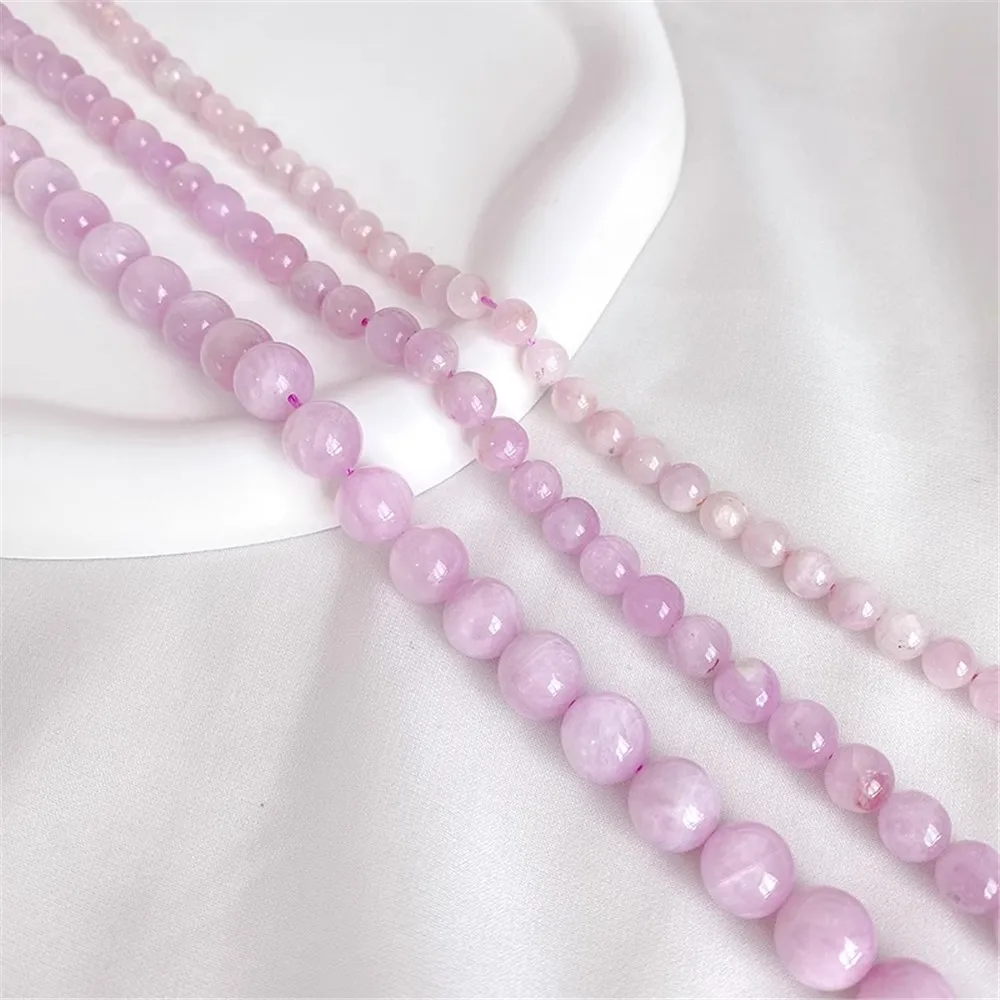 Natural Crystal Purple Lithium Gray Round Bead Loose Bead DIY Handmade Beaded Bracelet Necklace Headpiece Material Accessories