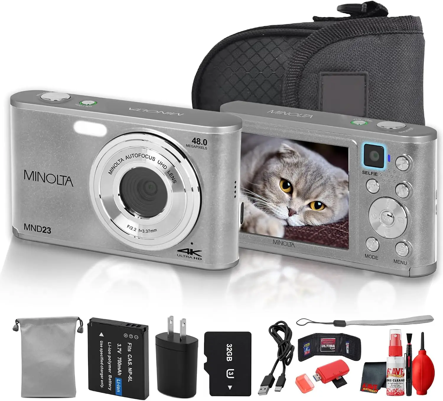 48MP Digital Camera 2.7K Video Compact Bundle