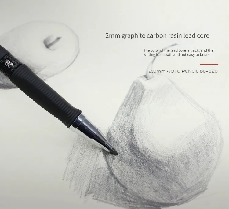 2 mm Druckbleistift-Set mit Farbe/Schwarz, Kunst, Zeichnung, Design, automatischer Bleistift, Schreiben, Studenten, Büro, Schule, Schreibwaren-Set – Detail 3