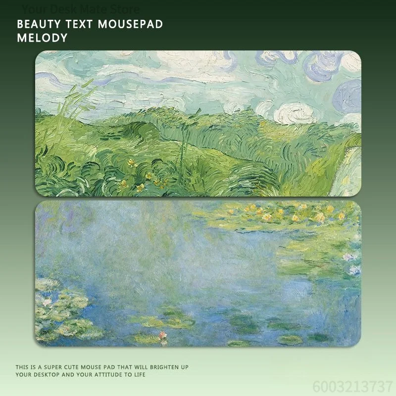 Van Goghs Ölgemälde „Wasserlilie“ Mauspad, großes, rutschfestes Schreibtischzubehör aus Gummi, Mauspad für Büro und Gamer, Tastatur-Dekorationsmatte