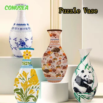 Puzzel 3D Vaas Porselein Ontwerp Panda Bloempot Plastic Woondecoratie Waterdicht Creatieve Verjaardagscadeaus Kinderen Jongens Meisjes Speelgoed