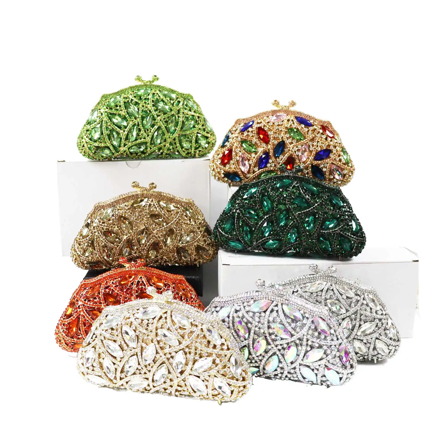 KHNMEET Unique Luxury Party Bags for Wedding Dinner Clutch Bags Colorful Rainbow Rhinestone Evening Bags Women Handbags sc262