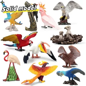 Wild bird animals fun mini flamingo parrot eagle phoenix guacamayo mar seagull pelican owl toucan statuettes action figures toys 10 Main Sales Macaw Clothing - №9