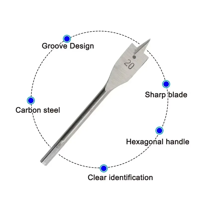 6pc Natural Color Three Pointed Flat Drill Hexagonal Handle Woodworking Hole Opener Wooden Board Drilling Bit Tool Set 2025
