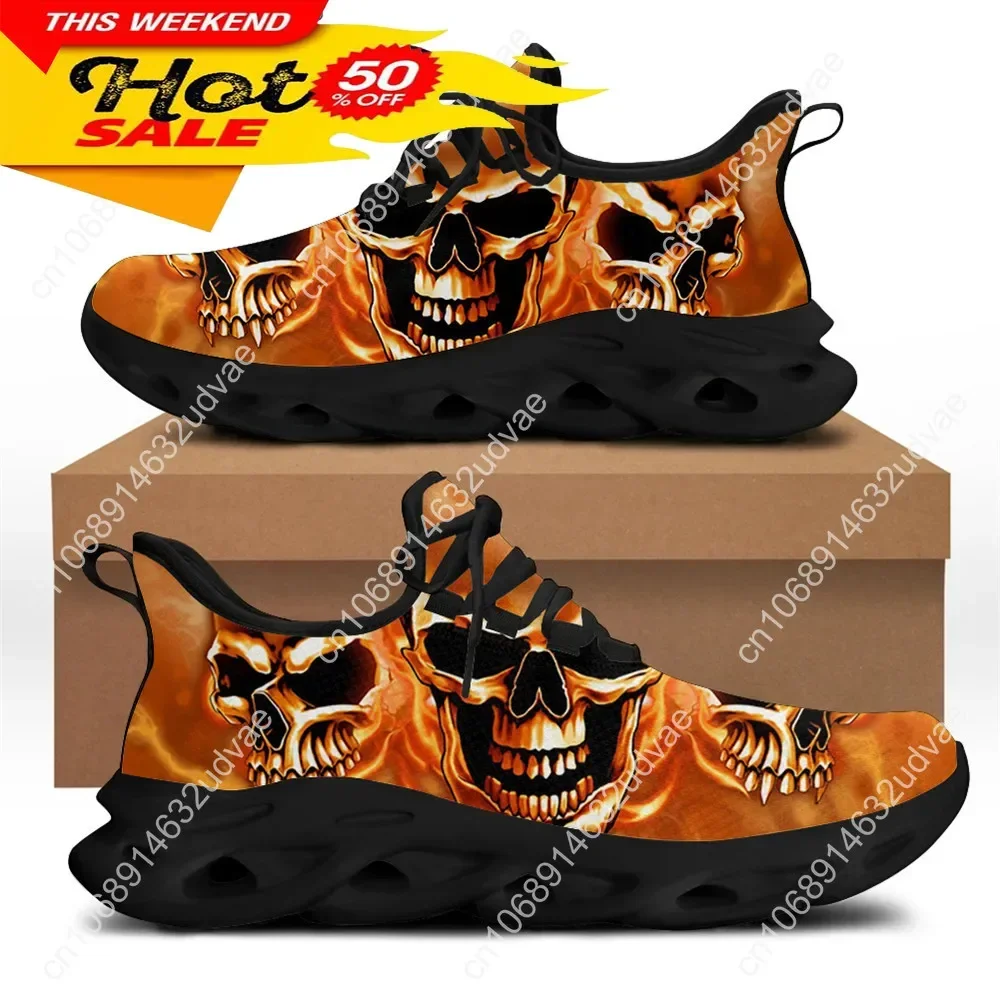 Zapatos planos de primavera para hombre, Zapatillas informales con diseño de calavera Punk, calzado con cordones para caminar, Verano