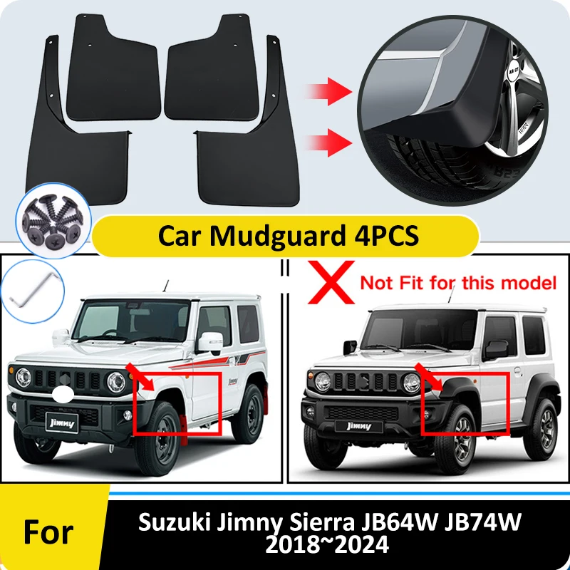 

Mudflap For Suzuki Jimny Sierra JB64W JB74W 2018 2019 2020 2021 2022 2023 2024 Fender Mud Guard Splash Flaps Mudguard Accessorie