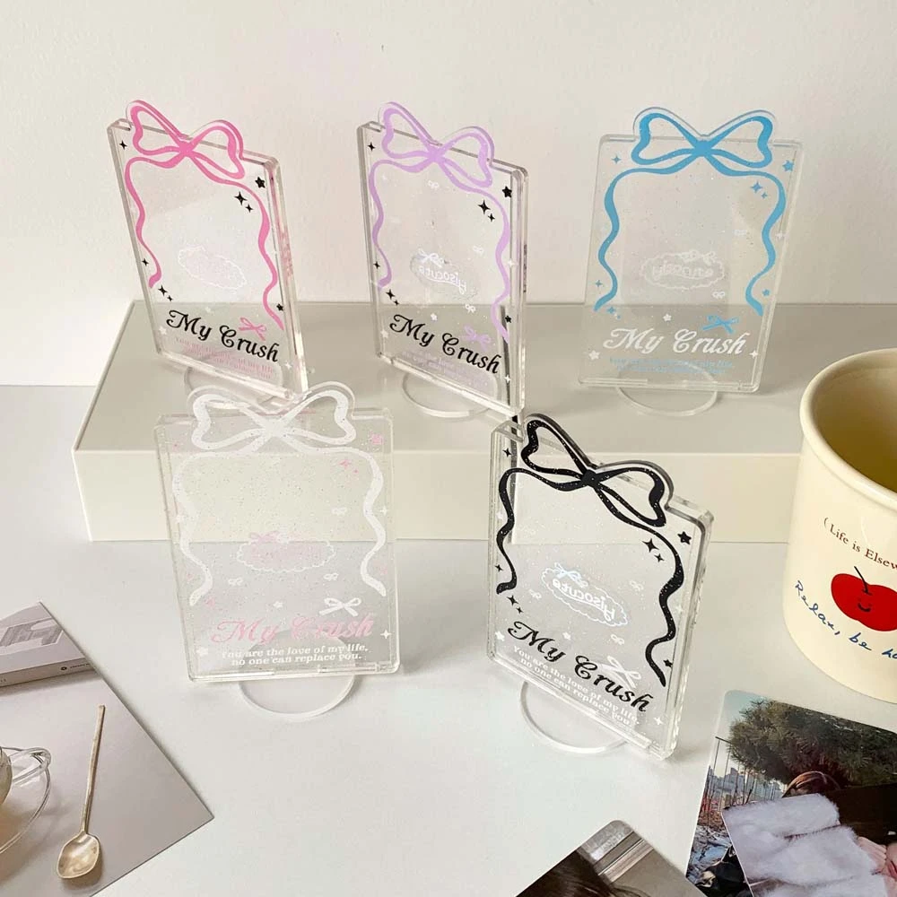 

Desktop Decoration Korean Style Card Holder Transparent Bowknot Student Card Cover Acrylic Card Case ID Card Holders Girls Gift