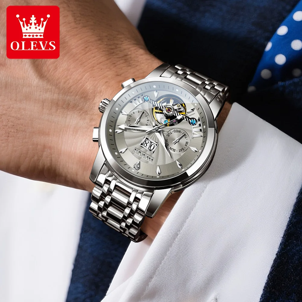 OLEVS 9965 Automatic Mechanical Watch Top Brand Waterproof Luminous Stainless steel Man Wristwatches