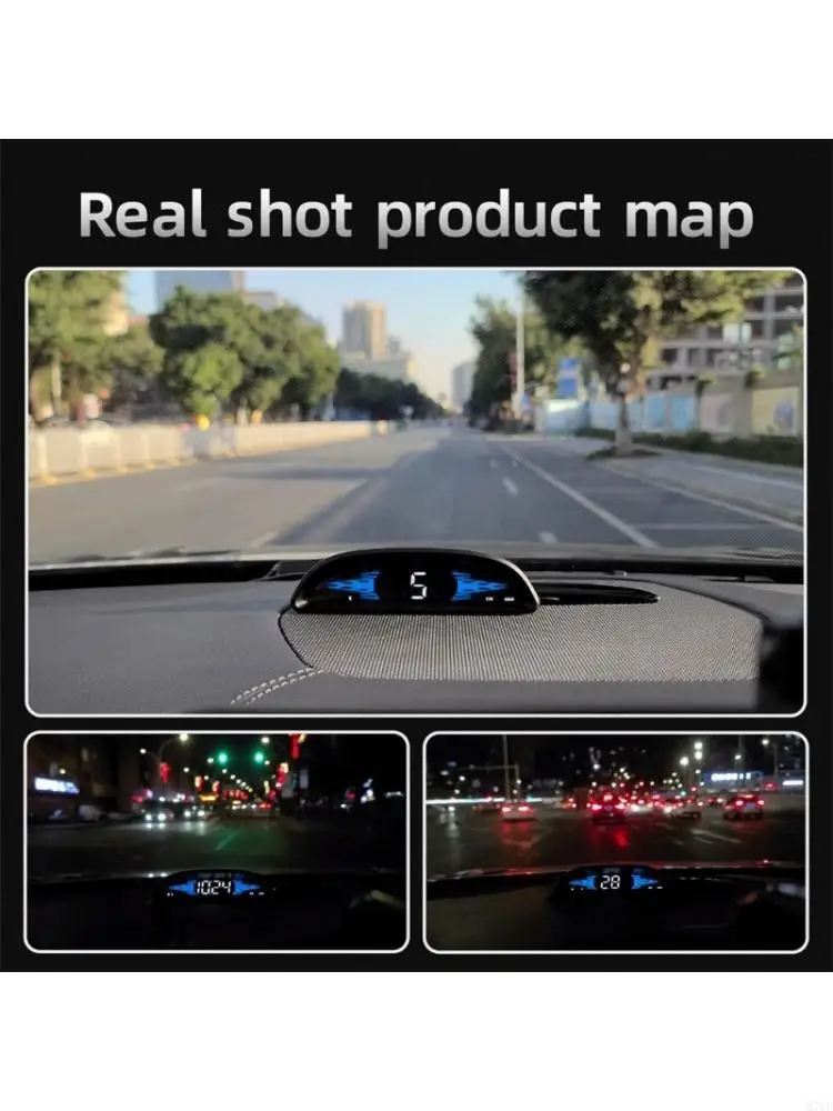 M76E Multifunctional Car Head up Display Brightness Adjustable Featuring RPM Temperature Alerts Suitable for Motorcycles