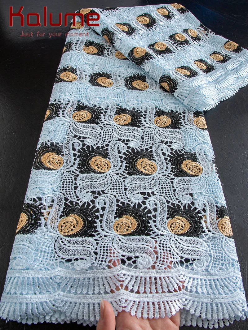 

Kalume African Lace Fabric 2025 High Quality Nigerian Lace Fabrics 5 yards Embroidery Guipure Cord French Lace Fabric F3479