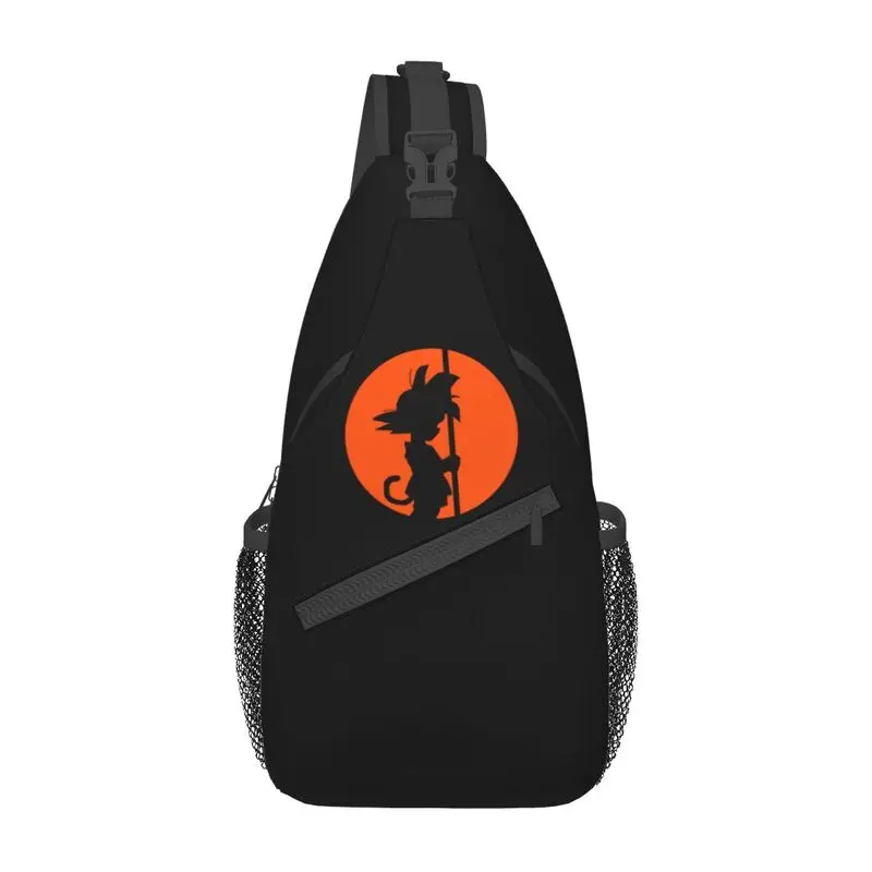 Cartoon Anime Sling Peito Crossbody Bag para homens, mochila de ombro casual, viagem, ciclismo, logotipo Goku