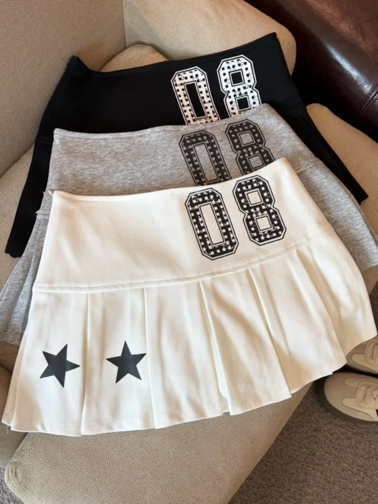 

Retro American Spicy Girl High Waist Slim Fit Sporty Style Letter Print Half Skirt Summer New Short Skirt Cleanfit Breathable...
