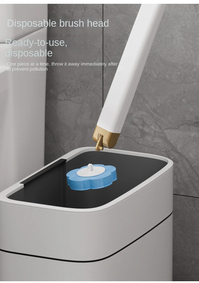 1 Set Wandmontierter Einweg-Toilettenbürste mit langem Griff, inklusive integrierter antibakterieller Reinigungsflüssigkeit und Ersatzbürstenköpfen, für eine gründliche und hygienische Reinigung ohne schwer zugängliche Stellen. – Detail 11
