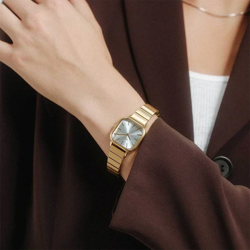 Bredan reloj cuadrado de edición limitada para mujer, reloj de cuarzo de lujo niche, correa de acero, a la moda, simple y resistente al agua