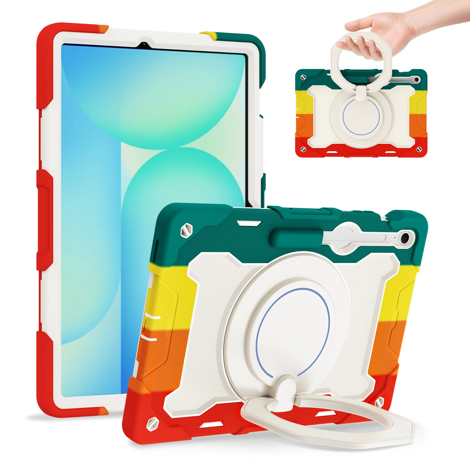 

Rotating Stand Case For Samsung Tab S10 S9 FE S8 S7 FE Plus 13.1" 12.4" SM-X620 X820 X610 X810 X800 T970 T730 Handle Grip Cover