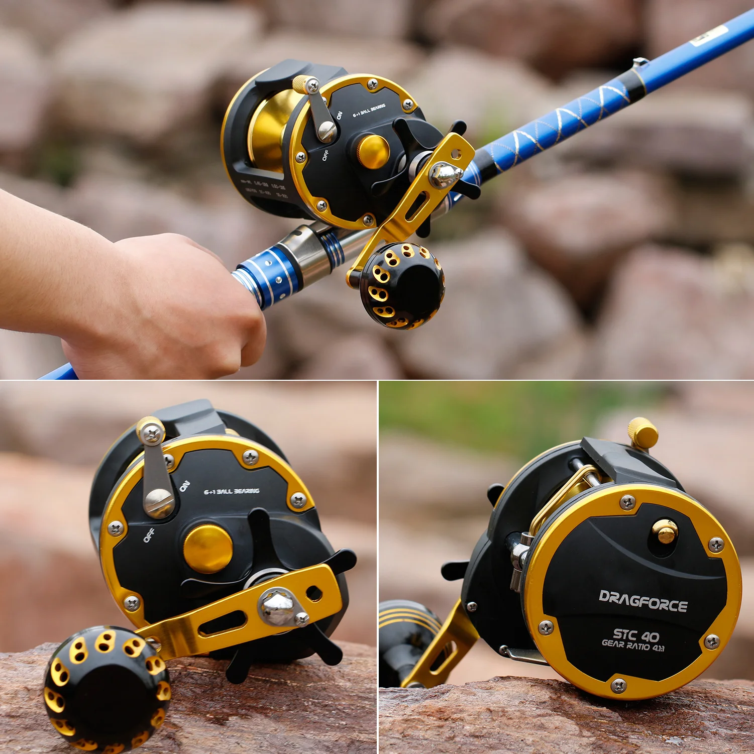 Sougayilang Trolling Fishing Reels 6BB 4.1:1 High Speed Ratio Super Strong Right Hand Reel Max Drag 28kg for Sea Fishing Tackle