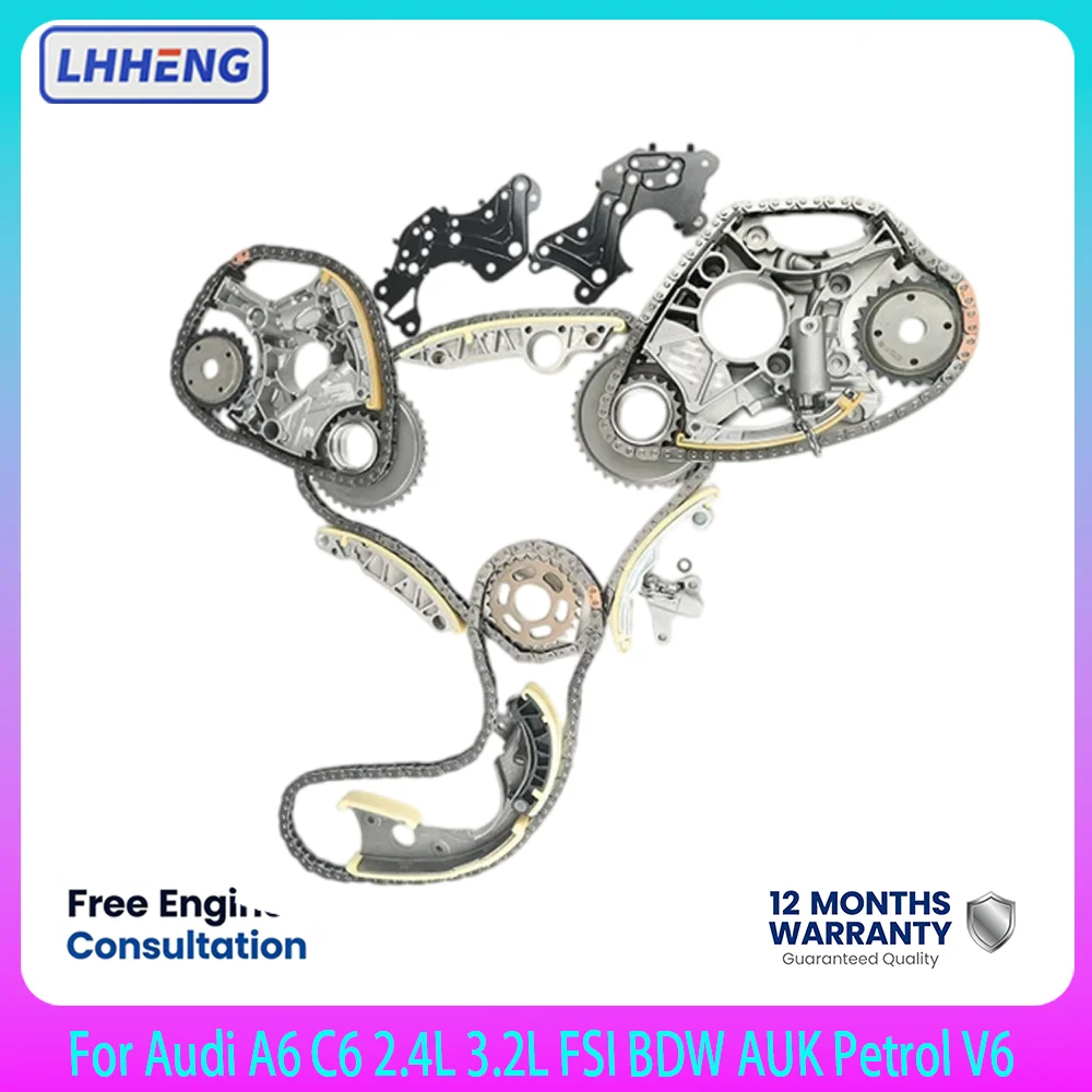 17Pcs Complete Timing Chain Kit With Gears For Audi A6 C6 2.4L 3.2L FSI BDW AUK Petrol V6 06E109229F 2004‑2011