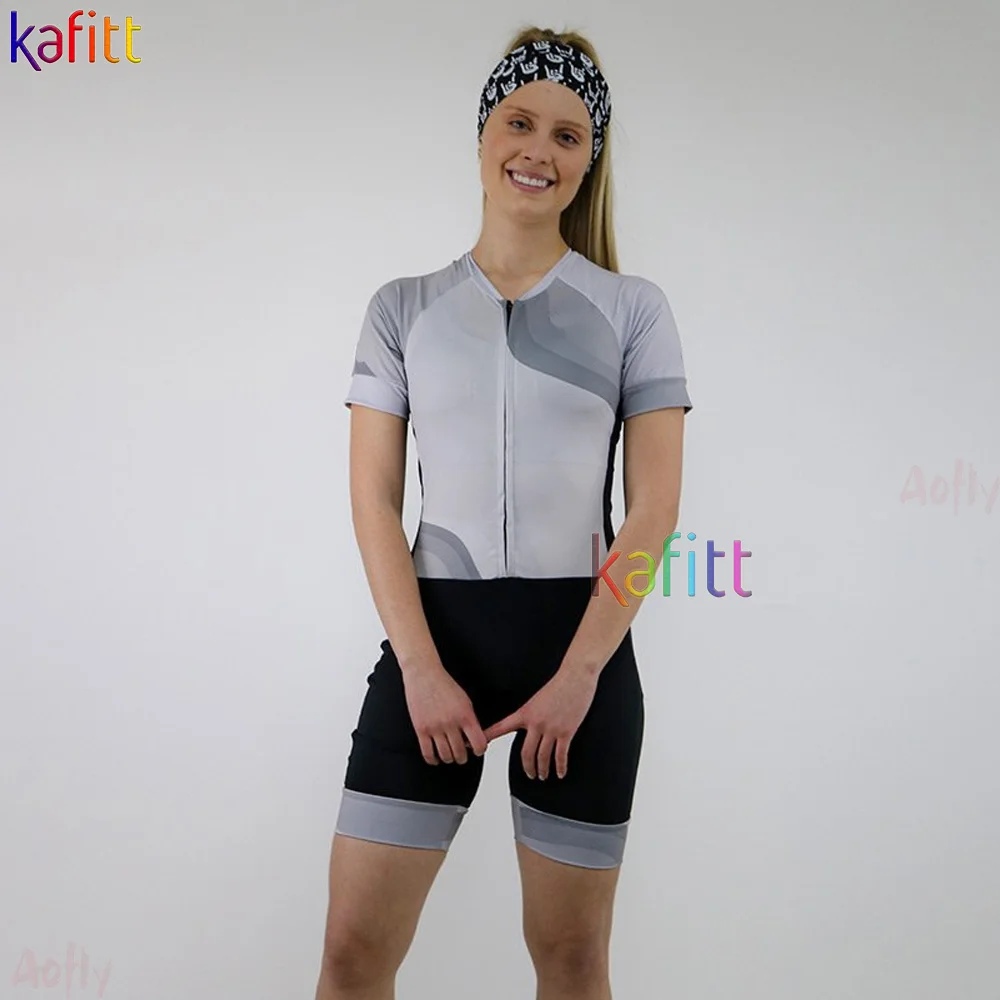 

Women's Jumpsuits 2022 Cycling Overalls Short Sleeve Bike Skinsuit Grey Bicycle Clothing Gel Pants Macaquinho