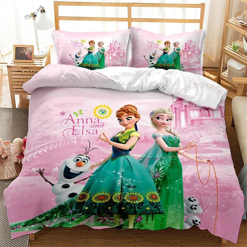 Disney Princess Anna Elsa Bedding Set Queen King Size Frozen Bed Set Duvet Cover Pillow Cases Comforter Bedding Sets