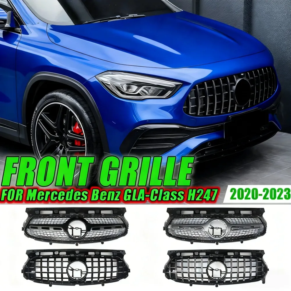 

Glossy Black GTR Style Front Bumper Grille For Mercedes Benz GLA-Class H247 GLA35 GLA45 AMG 2020-2023 Front Racing Grilles