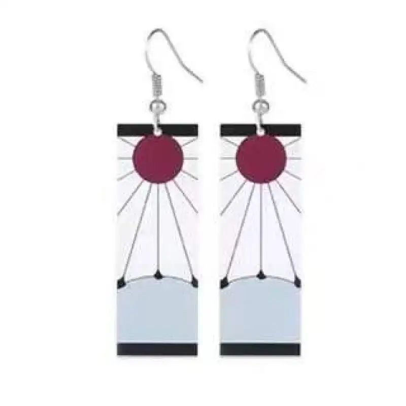 Fashion Acrylic Tanjiro Earrings Ghost Anime Cosplay Props Drop Long Earrings for Women Men Jewelry Accessories Gift