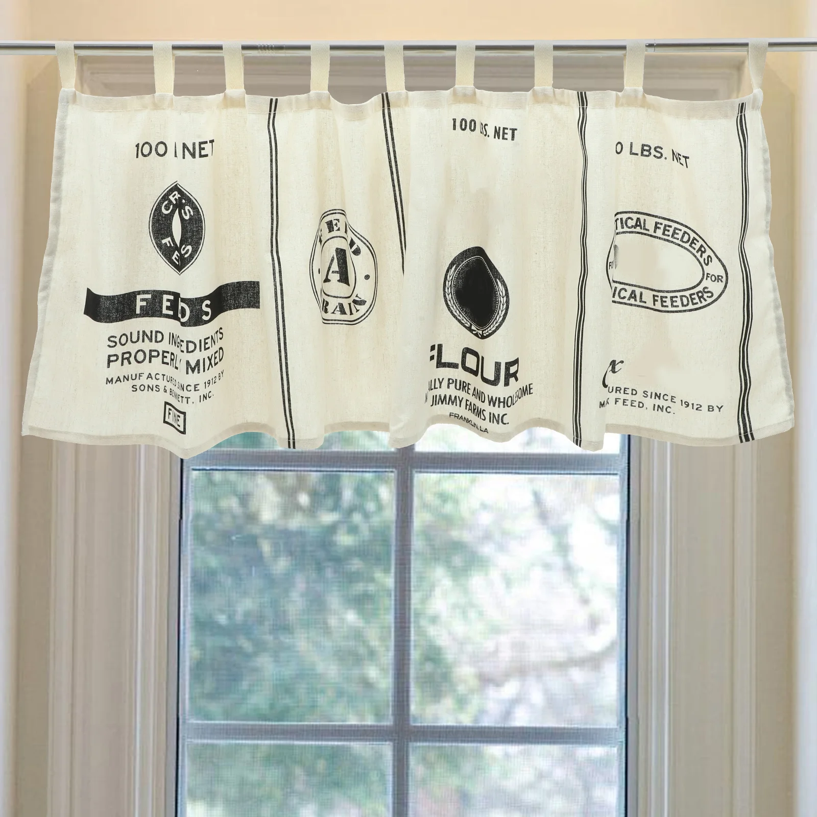 

Short Kitchen Curtain Set Machine Washable Valances with Retro Style for Window Privacy Decoration Kitchen Curtain