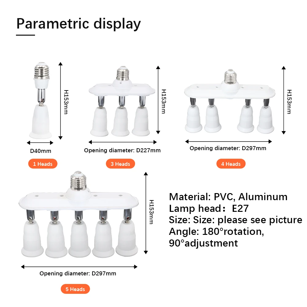 1 To 3/4/5 E27 To E27 Socket Splitter Adjustable Converters Lamp Base Holder for E27 LED Bulb