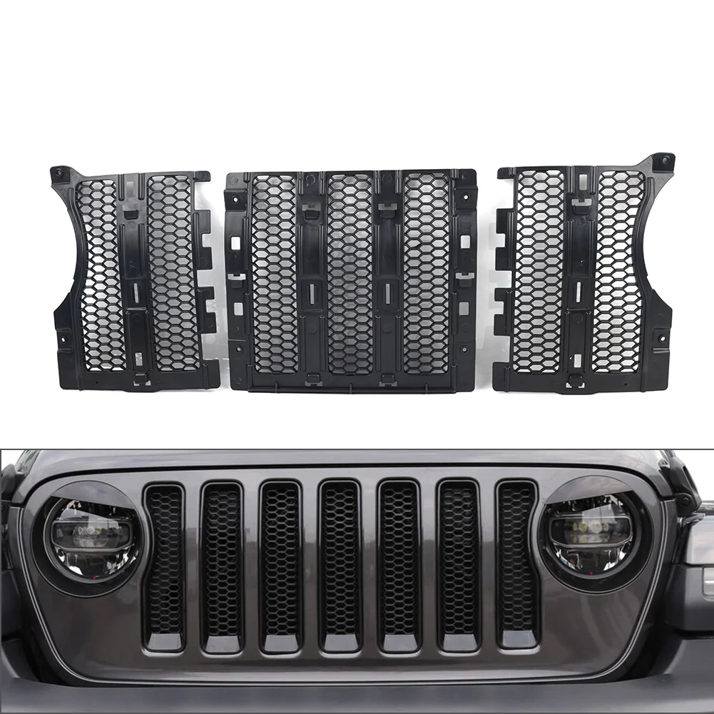 3Pcs/Set Car Interior Mesh Front Grille Insert Cover For Jeep Wrangler JL JT2018 2019 2020 2021 2022 2023 2024