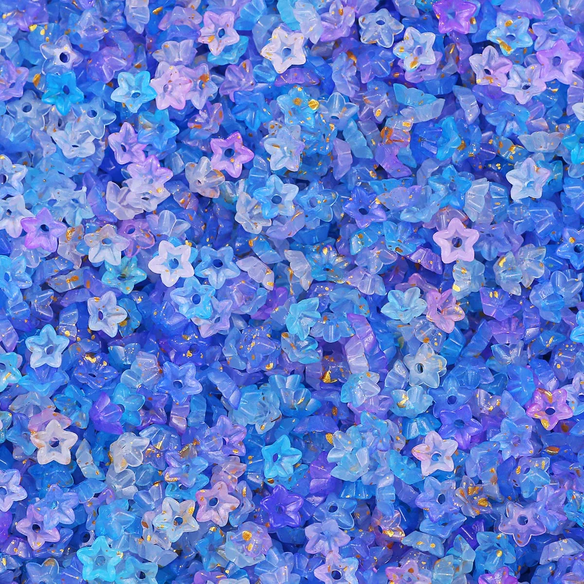 Acryl 20g kleine blumenförmige Geleeperlen zweifarbig blau-lila handgefertigt DIY für Schmuckherstellung Perlenzubehör