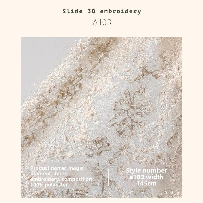 3D Embroiderey Perspective Mesh Fabric for Minimalist Clothing Veil Dress Set Design Cloth Diy By The Yard Sewing Material