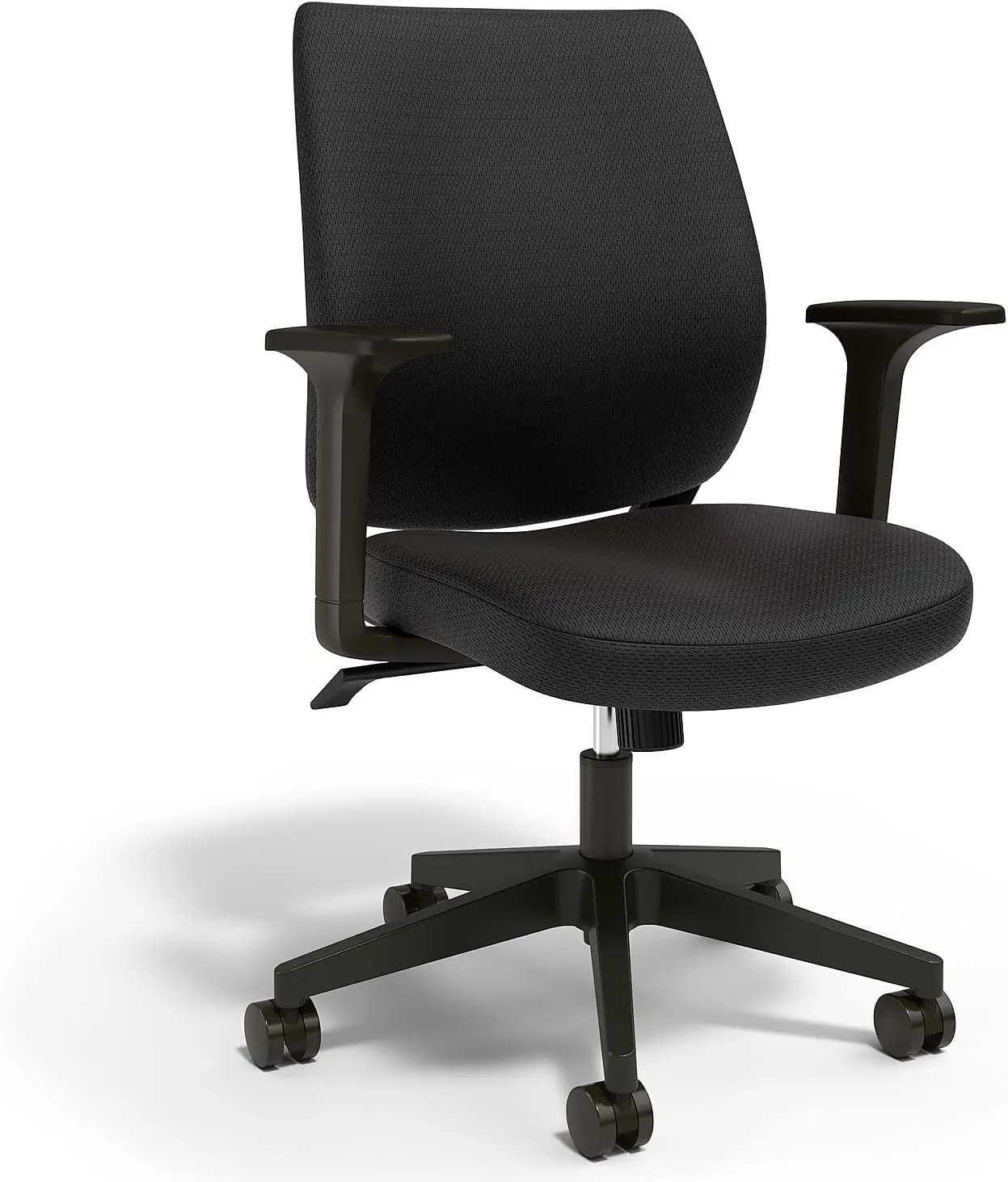 

Modern Comfortable Task Chair - Black Fabric Upholstered Executive Swivel Office Desk Chair for Home or Commercial Use