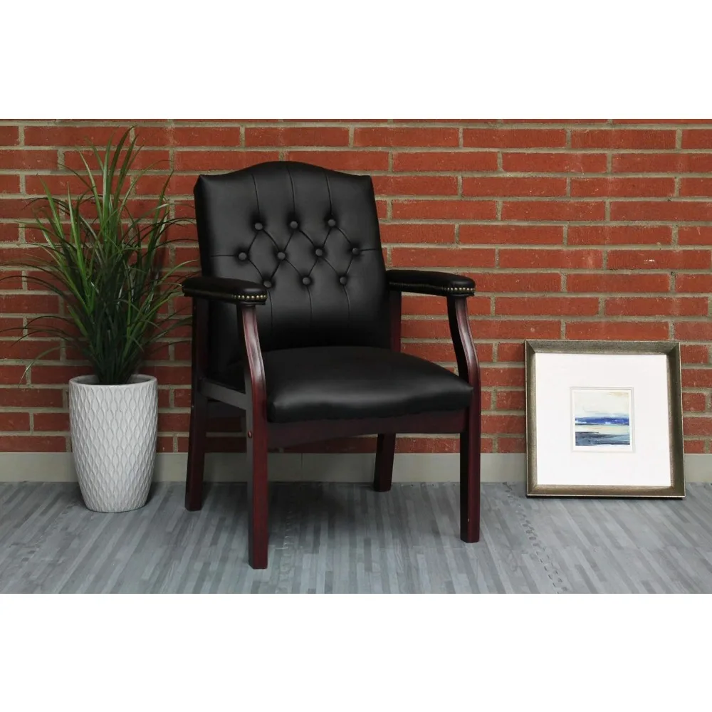 Ivy League Executive Guest Chair, Vinyl, Black