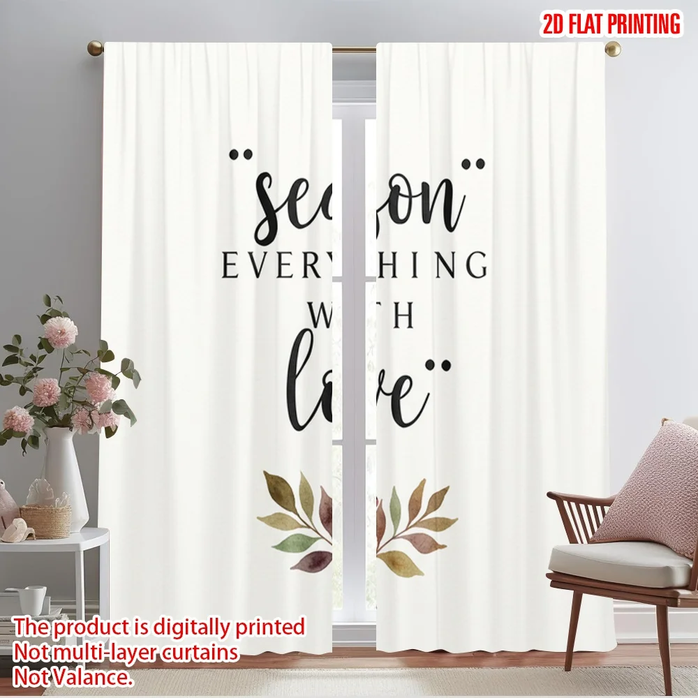 

2pcs 2D flat printing Curtains Season Everything With Love Floral 100% Polyester Without Electricity Seasonal Party & Holiday