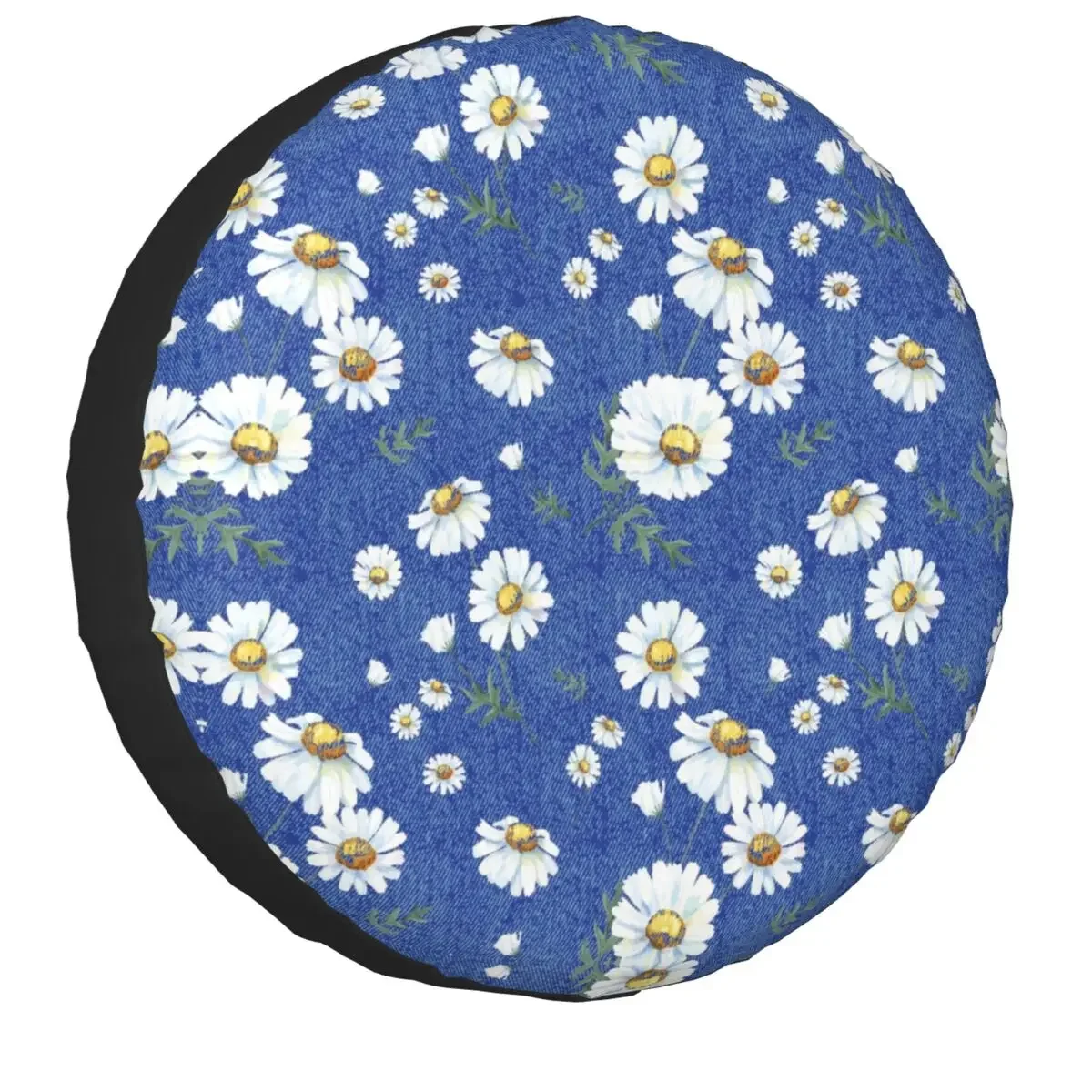 Denim Daisy Pattern Spare Tire Cover for Jeep Mitsubishi Pajero Custom Jeans Flower Texture Car Wheel Covers 14