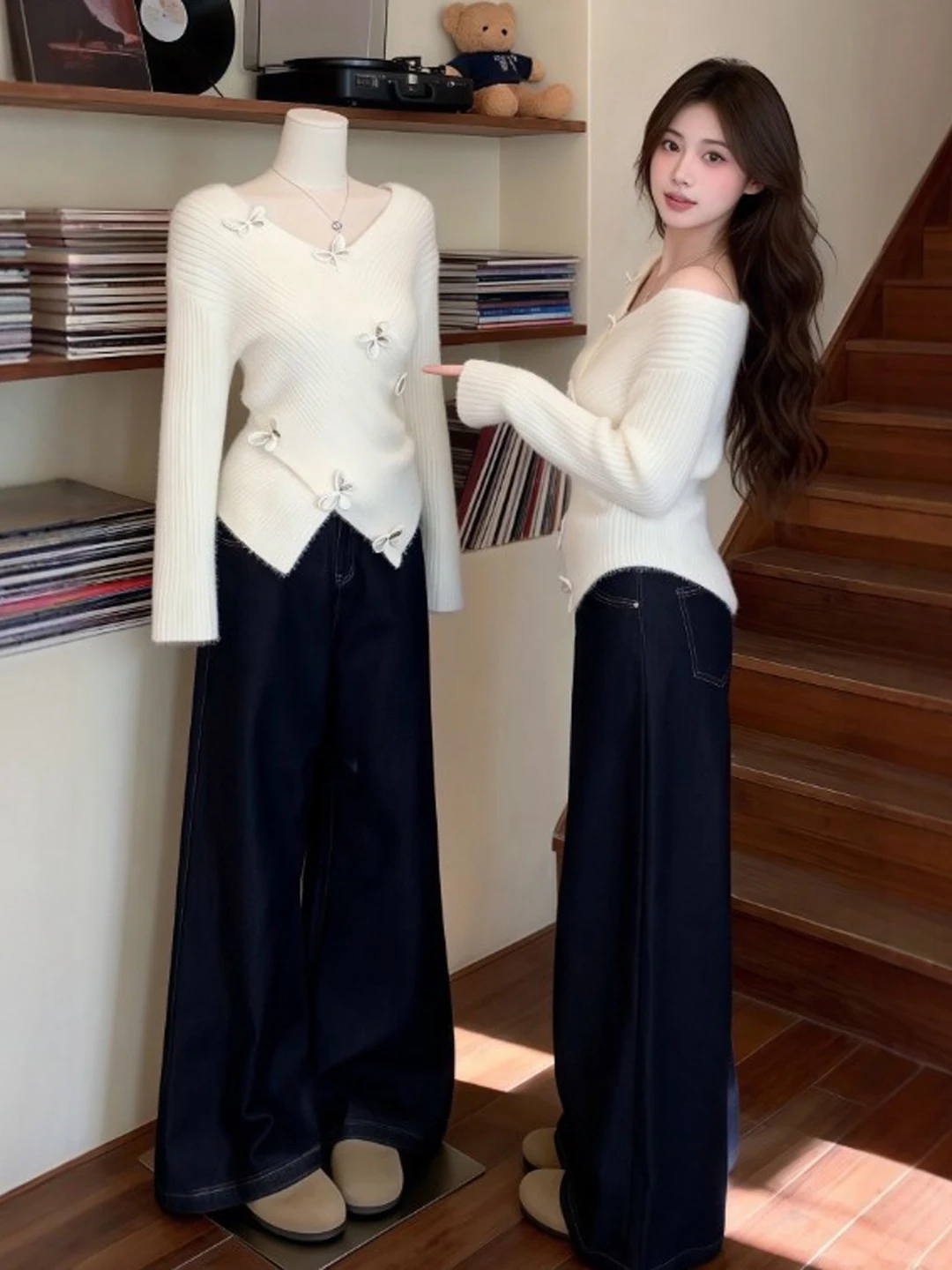 

French Sle Slim Fit Sweater V Ne Waist Cinched Beautiful Gentle Wind Spring 2026 Faionable Top Women's Knitted Long Sve