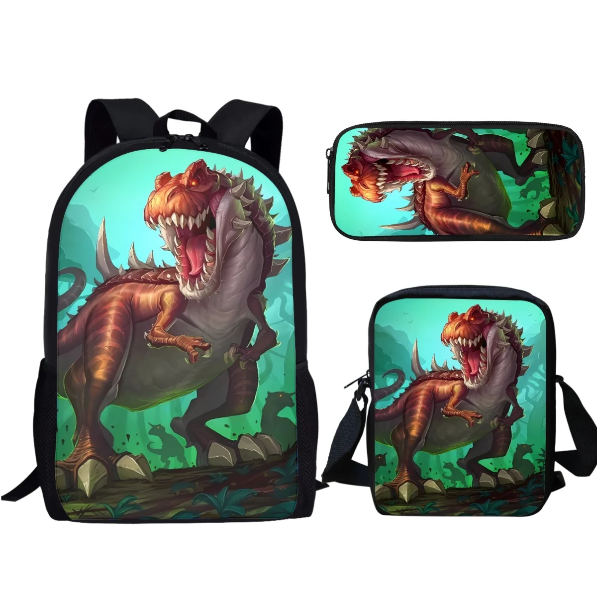 

Cartoon Dinosaur Design Kids School Bags Fashion New Practical Casule Bookbags Backpacks for Boys Girls Lunch Bags Pencil Case