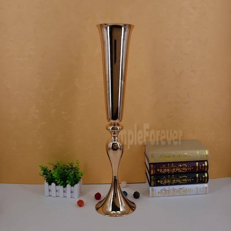 Elegant Tall New Arrival! Metal Vase, Gold Silver Flower Vase, Royal Trumpet Vase for Decoration