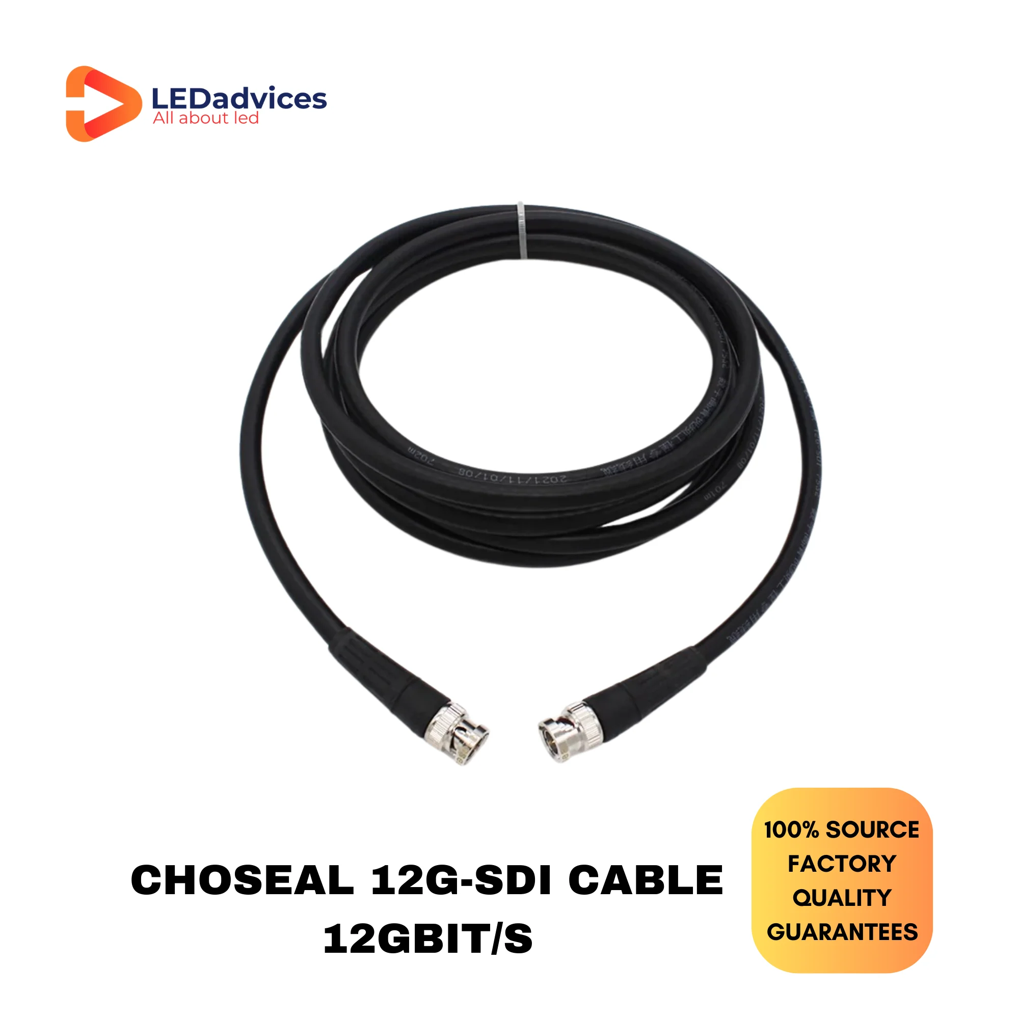 Choseal-Cable 4K SDI 4K, Monitor de pantalla LED, transmisión en vivo, Cable de vídeo Digital, 20m, 30m, 12G-SDI