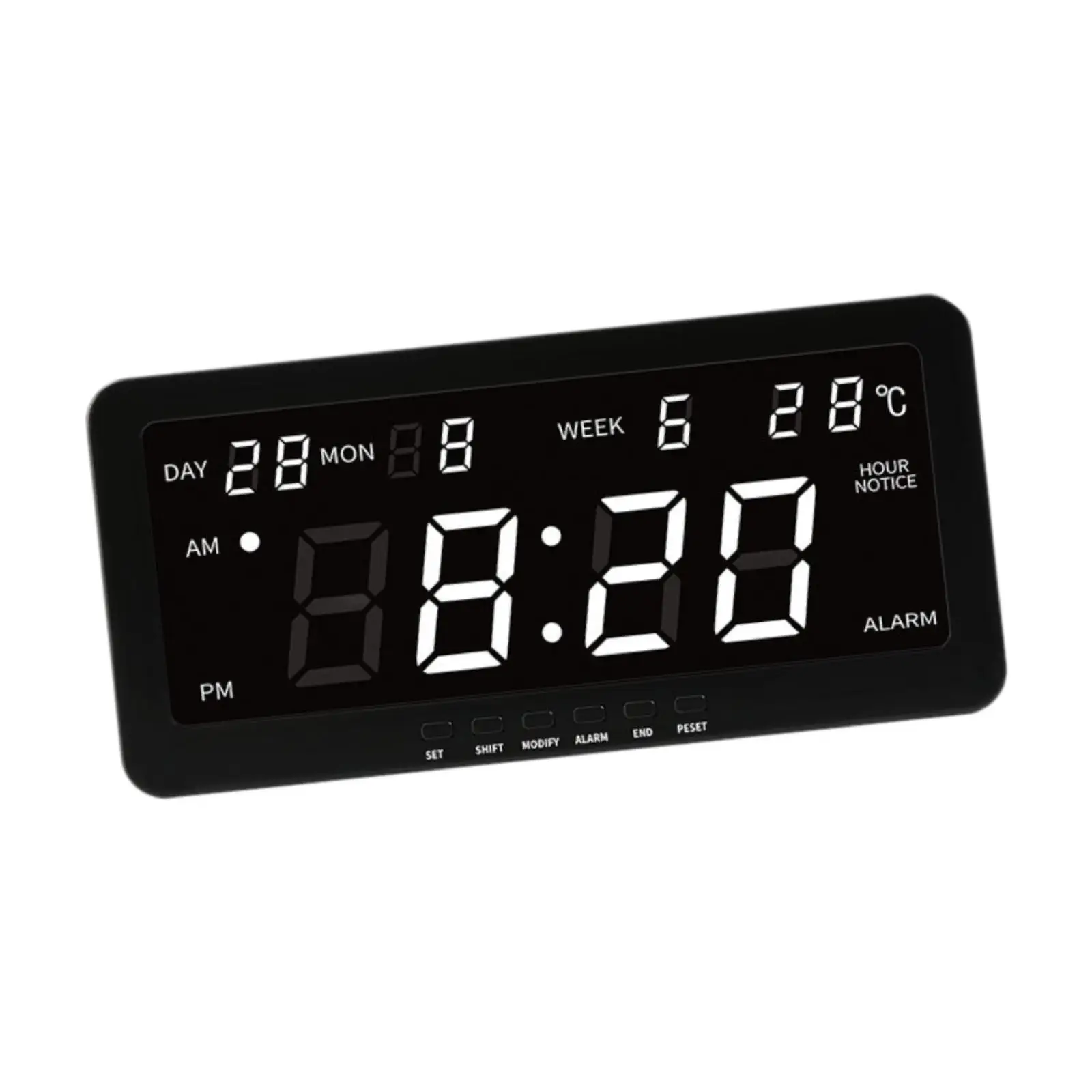 Digital Wall Clock Day Week Month Display Large Screen Versatile Professional Practical Temperature Display for Bedroom Indoor