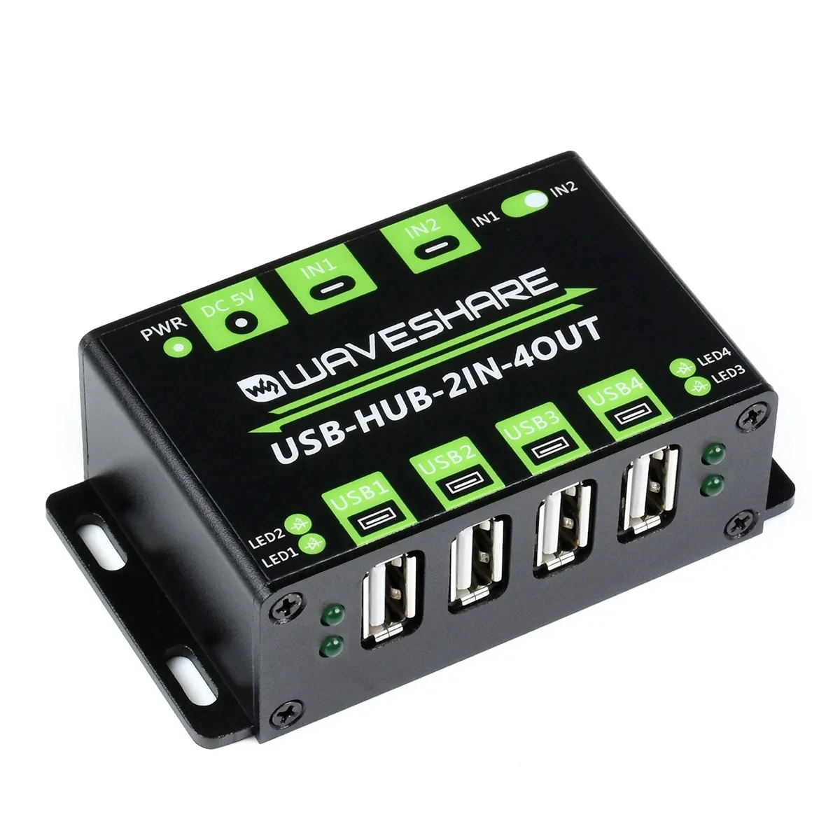 USB-HUB-2IN-4OUT EU Waveshare Industrial Grade USB HUB  Extending 4x USB 2.0 Ports Switchable Dual Hosts Board NOT Included