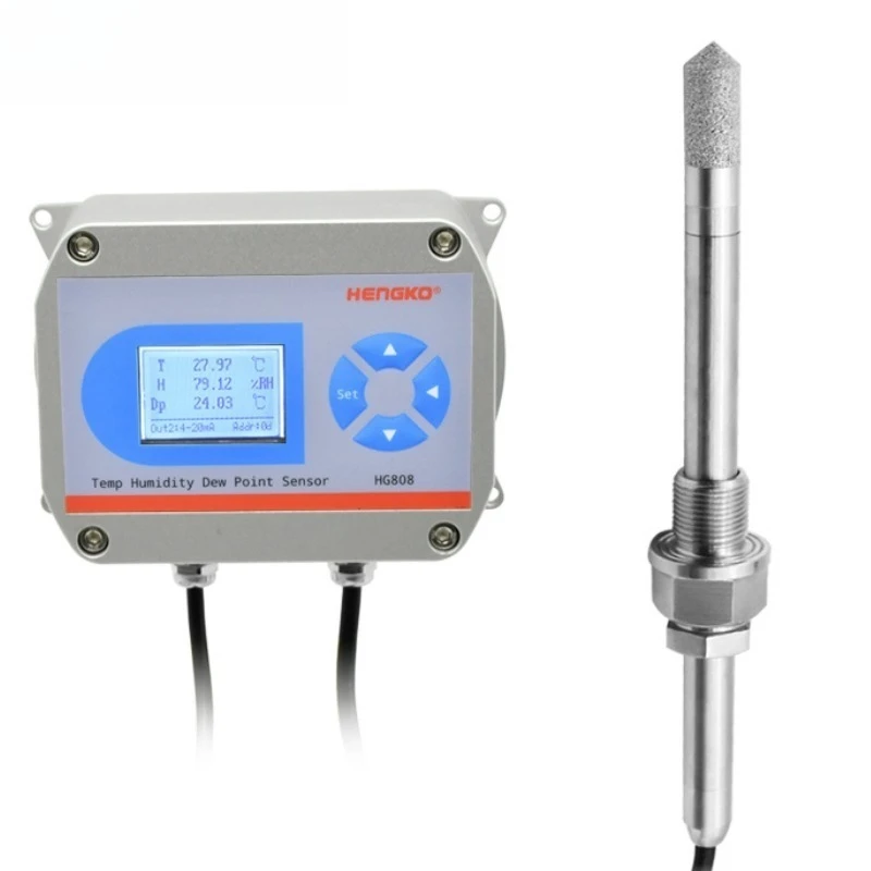 

Hg808-H SS Probe Temperature & Humidity Transmitter - High Humidity, RS485 Interface, 0-5V/0-10V/4-20mA Range for Environmental