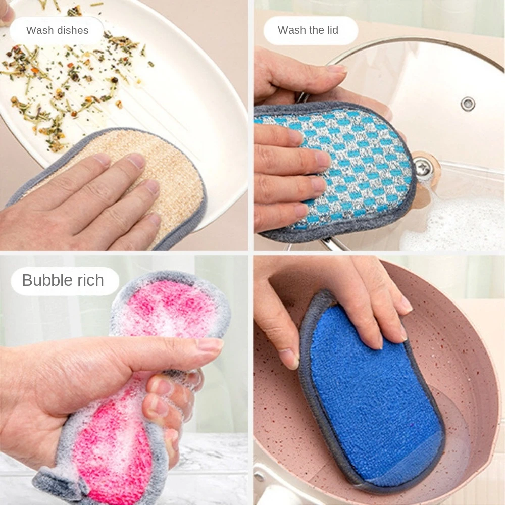 Simple Dishwashing Sponge Cloth, Kitchen Non Greasy Brush, Pot Artifact, Household Double-sided Magic Eraser