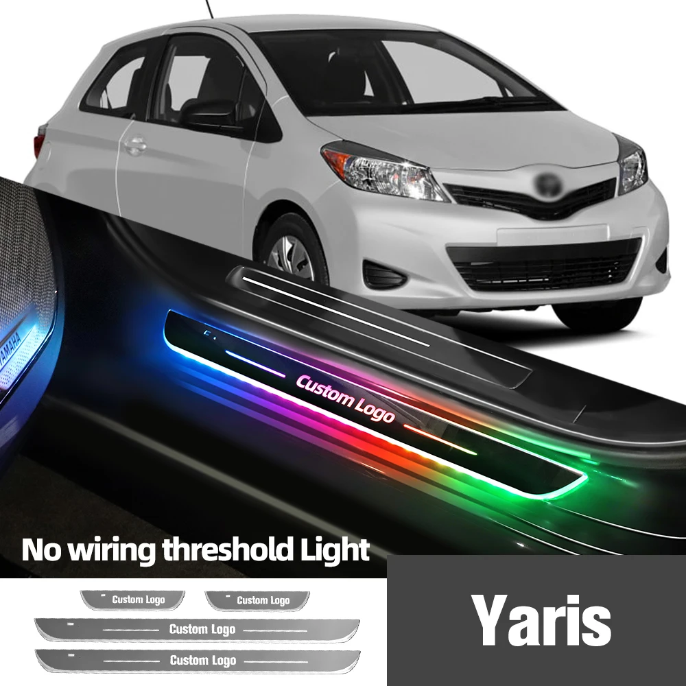 For Yaris 1999-2023 2010 2013 2014 2020 Car Door Sill Light Customized Logo Led Welcome Threshold Pedal Lamp Accessories