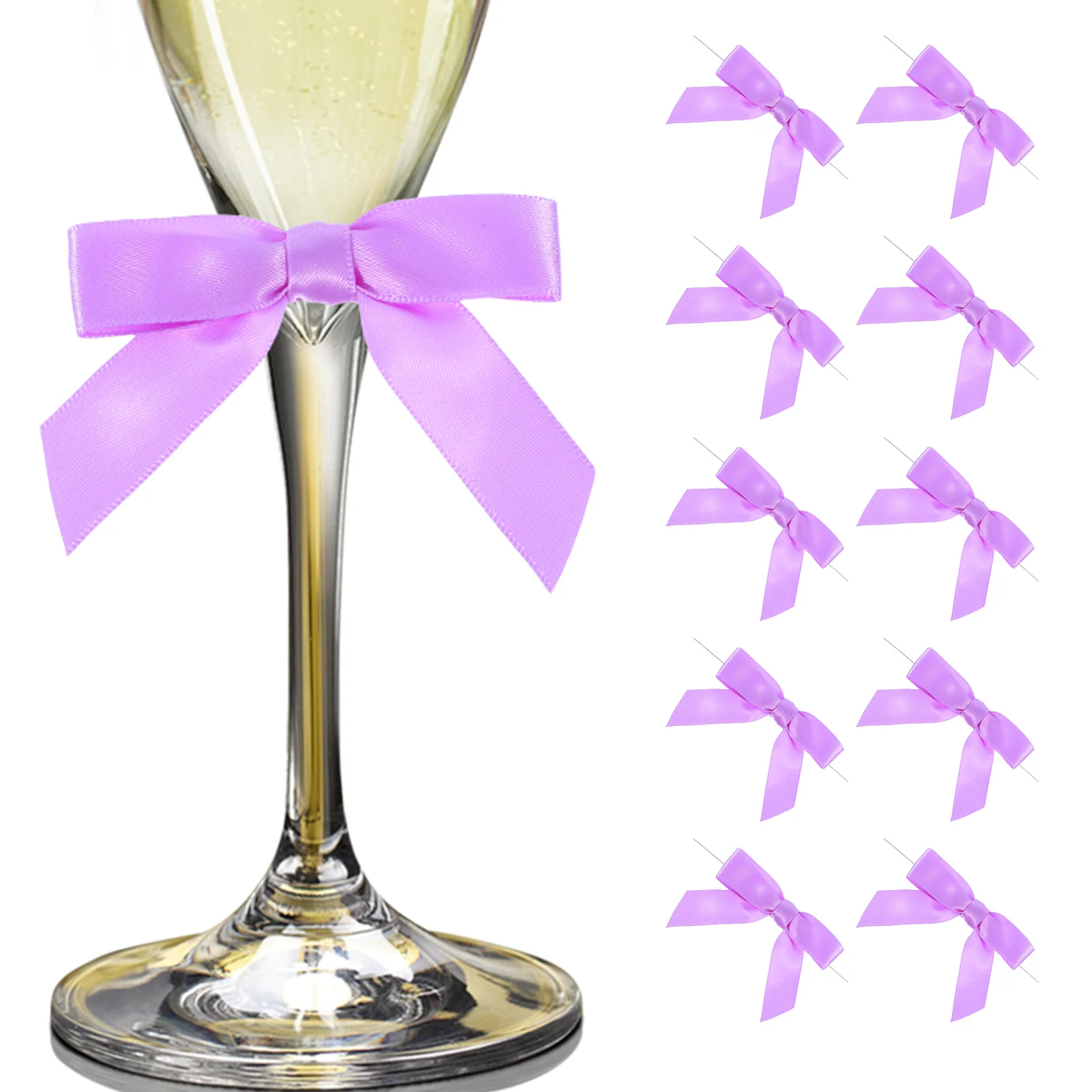 

30 Pcs Bow Decorative Glass Drink Tags Birthday Accessories Bachelorette Iron Wire Bride