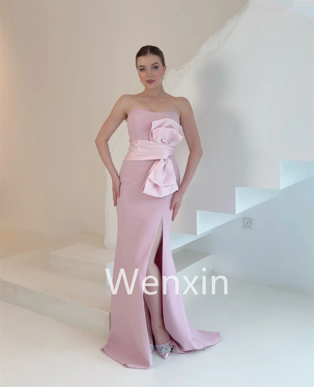 Robes de soirée formelles personnalisées, élégantes, sans bretelles, sans manches, robes de soirée classiques avec traîne Court, robes d'occasion spéciale