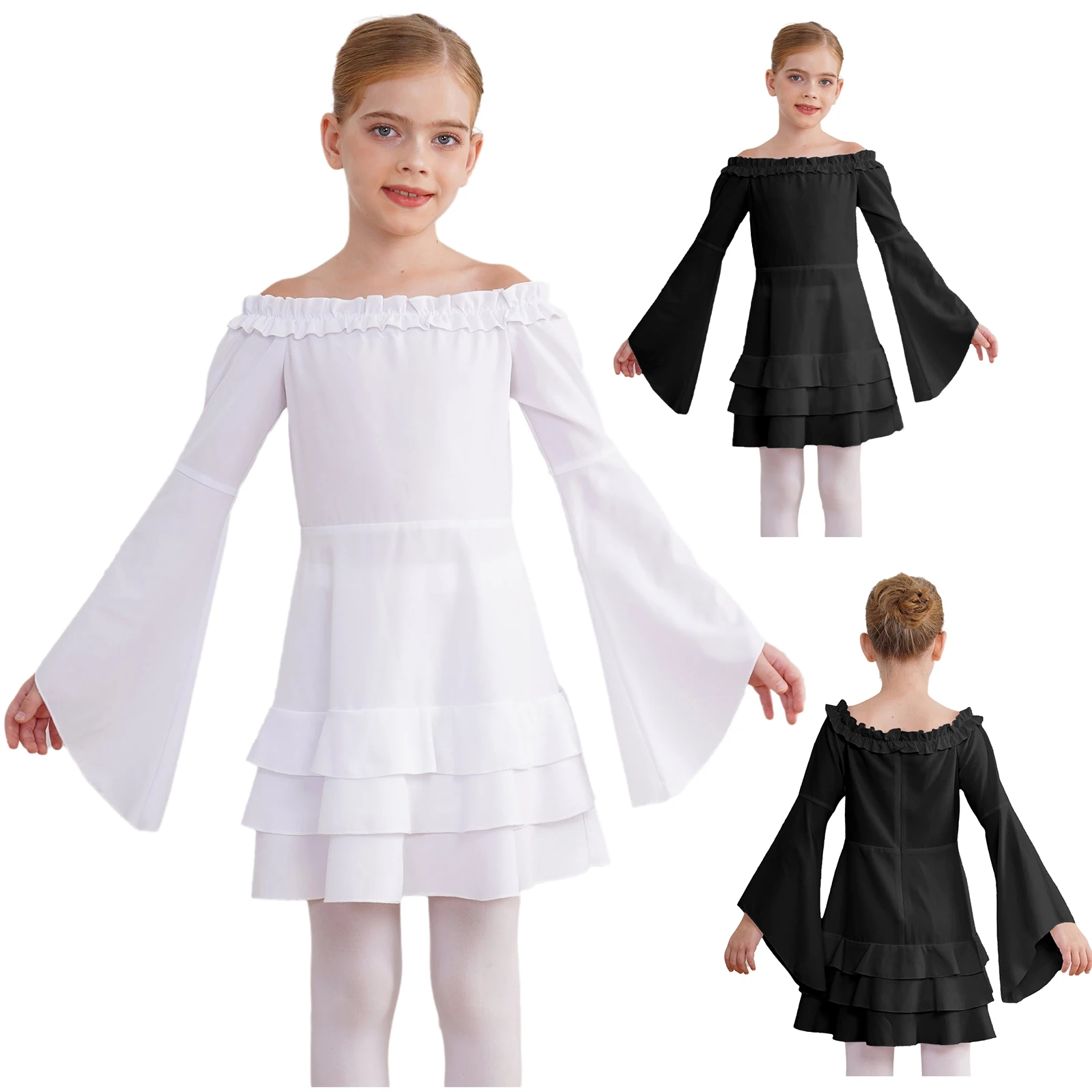 Costume de robe d'Halloween taille haute pour filles, robe de document solide, vêtements de performance de scène de danse Kpop de ballet, 7,5