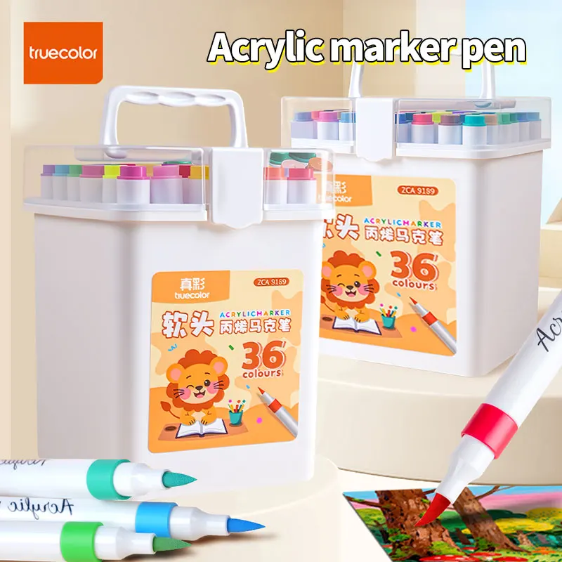 

Truecolor Acrylic Markers Soft Tip Bucket Packed Paint Pens Art Drawing Supplies Portable Stationery