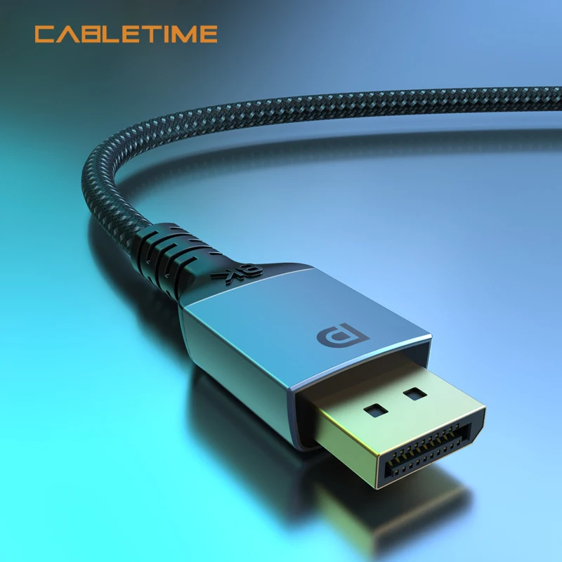 

CABLETIME DisplayPort 1.4 Cable 8K Video DP to DP Connector for PC Gaming Monitor Projector 8K@60Hz 120Hz 4K HDMI Cable